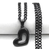 Gothic Love Heart Pendant Necklace Halloween Gift Jewelry