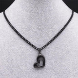 Gothic Love Heart Pendant Necklace Halloween Gift Jewelry