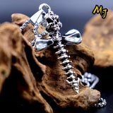 Vintage Metal Skeleton Cross Pendant Necklace Gothic Punk Motorcycle Club Men