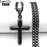 Stainless Steel Cross Pendant Necklace Men Female Prayer