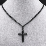 Stainless Steel Cross Pendant Necklace Men Female Prayer