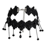 Gothic Lace Flower Choker Necklace Halloween Accessories Tassels Necklaces