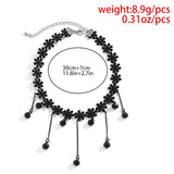 Gothic Lace Flower Choker Necklace Halloween Accessories Tassels Necklaces