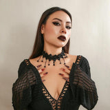 Gothic Lace Flower Choker Necklace Halloween Accessories Tassels Necklaces
