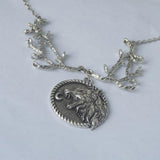 Witch Wolf Head Moon Necklace Gothic Jewelry Gift