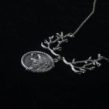 Witch Wolf Head Moon Necklace Gothic Jewelry Gift