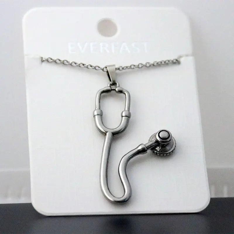 DIY 3D Funny Stethoscope Stainless Steel Custom Necklace