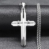 Men's Stainless Steel Cross Chain Necklace Hip Hop Pendant Jewelry