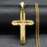 Men's Stainless Steel Cross Chain Necklace Hip Hop Pendant Jewelry