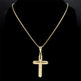 Men's Stainless Steel Cross Chain Necklace Hip Hop Pendant Jewelry