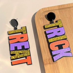 Halloween Earrings Spooky Drop Dangle Asymmetrical Trick Or Treat Earrings