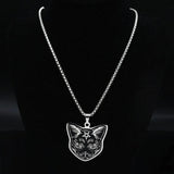 Witchcraft Pentagram Cat Stainless Steel Necklace Chain