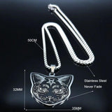 Witchcraft Pentagram Cat Stainless Steel Necklace Chain