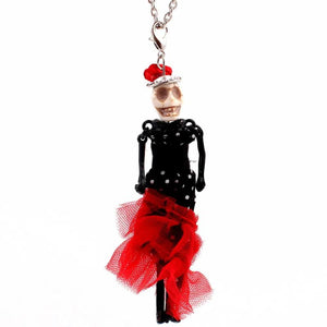 PARIS Dance Doll Pendants Necklace Long Bride red skirt Dress