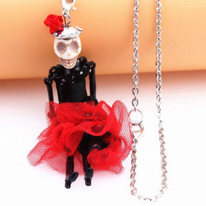 PARIS Dance Doll Pendants Necklace Long Bride red skirt Dress