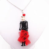 PARIS Dance Doll Pendants Necklace Long Bride red skirt Dress