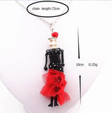 PARIS Dance Doll Pendants Necklace Long Bride red skirt Dress