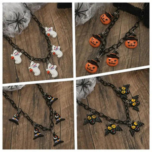 Funny Pumpkin Ghost Necklace Halloween Collarbone Chain