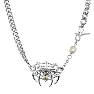 Gothic Punk Crystal Heart Pendant Necklace