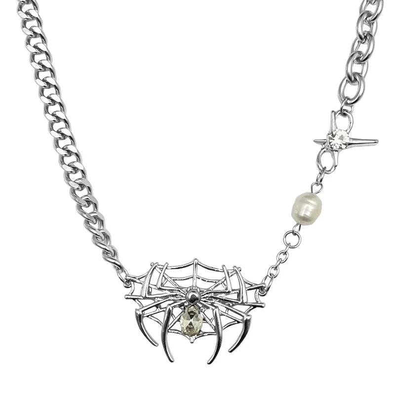 Gothic Punk Crystal Heart Pendant Necklace