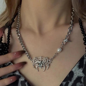 Gothic Punk Crystal Heart Pendant Necklace