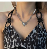Gothic Punk Crystal Heart Pendant Necklace
