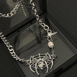 Gothic Punk Crystal Heart Pendant Necklace