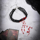 European Gothic Red Tassel Necklace for Women Halloween