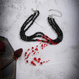 European Gothic Red Tassel Necklace for Women Halloween
