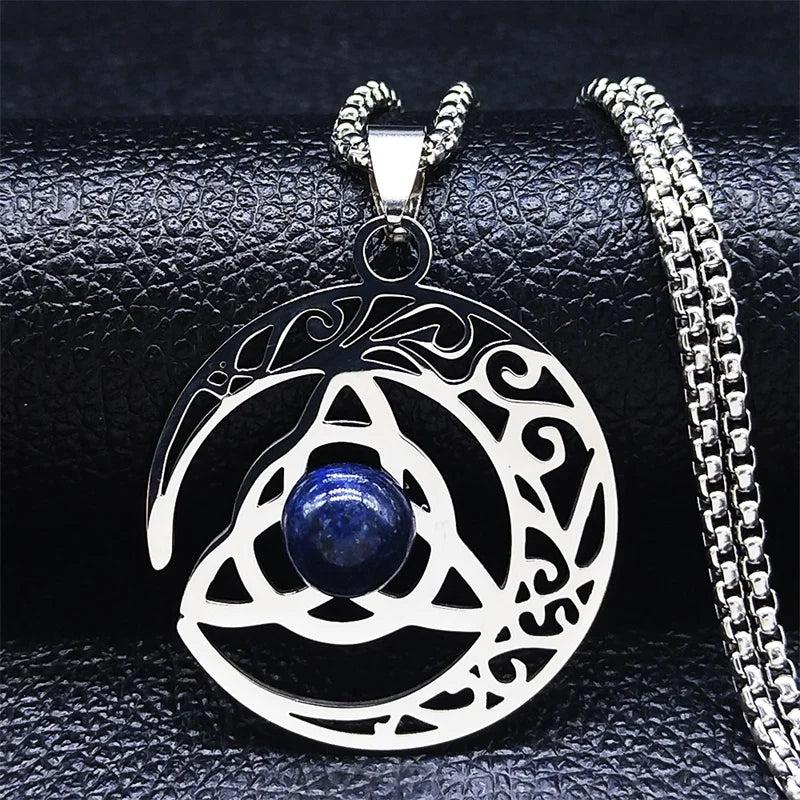 Irish Knot Moon Statement Necklace Silver Pendant Jewelry