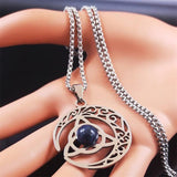 Irish Knot Moon Statement Necklace Silver Pendant Jewelry