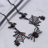 Gothic Cobweb Pendant Necklace Red Crystal Spider Punk Style
