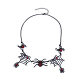 Gothic Cobweb Pendant Necklace Red Crystal Spider Punk Style