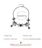 Gothic Cobweb Pendant Necklace Red Crystal Spider Punk Style