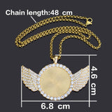 Halloween Cat Crystal Wings Pendant Necklace Glass Rhinestone Pendant