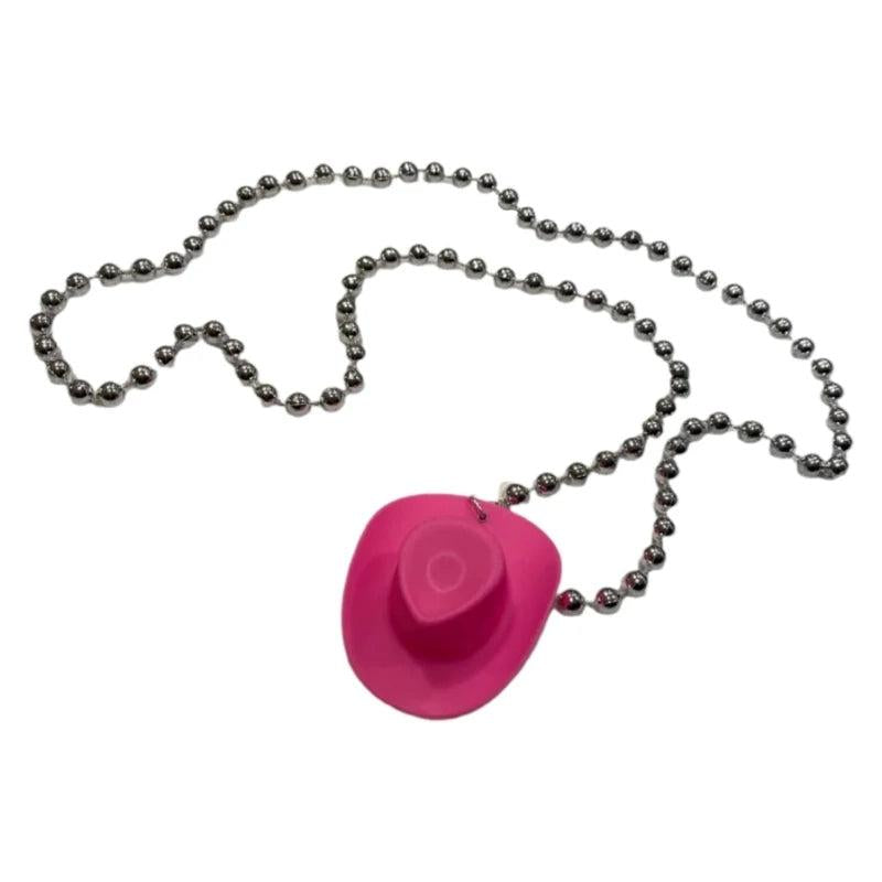 Disco Cowgirl Straw Hat Necklace Halloween Carnival Party