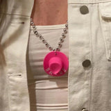 Disco Cowgirl Straw Hat Necklace Halloween Carnival Party