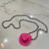 Disco Cowgirl Straw Hat Necklace Halloween Carnival Party