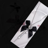 Rhinestone Love Heart Bowknot Syringe Pendant Necklace