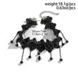 Gothic Dark Lace Tassel Pendant Necklace Vintage Hollow Clavicle Chain
