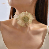 Rose Choker Necklace Flower Chain Collarbone Chain Women Halloween Party