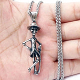 Hiphop Skeleton Skull Pendant Stainless Steel Necklace Chain