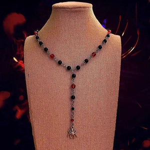 Beaded Spider Rosary Necklace Gothic Witchcraft Halloween Ghost