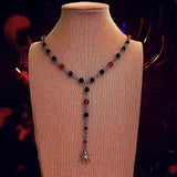 Beaded Spider Rosary Necklace Gothic Witchcraft Halloween Ghost
