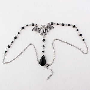 Gothic Bat Pendant Necklace Exaggerated Crystal Choker Jewelry