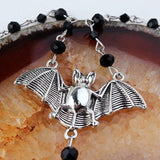 Gothic Bat Pendant Necklace Exaggerated Crystal Choker Jewelry