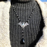 Gothic Bat Pendant Necklace Exaggerated Crystal Choker Jewelry