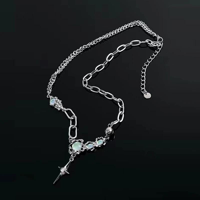 Cross Necklace Sweater Chain Punk Couple Jewelry Halloween Decor D02