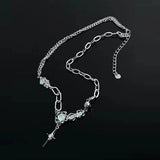 Cross Necklace Sweater Chain Punk Couple Jewelry Halloween Decor D02