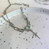 Cross Necklace Sweater Chain Punk Couple Jewelry Halloween Decor D02